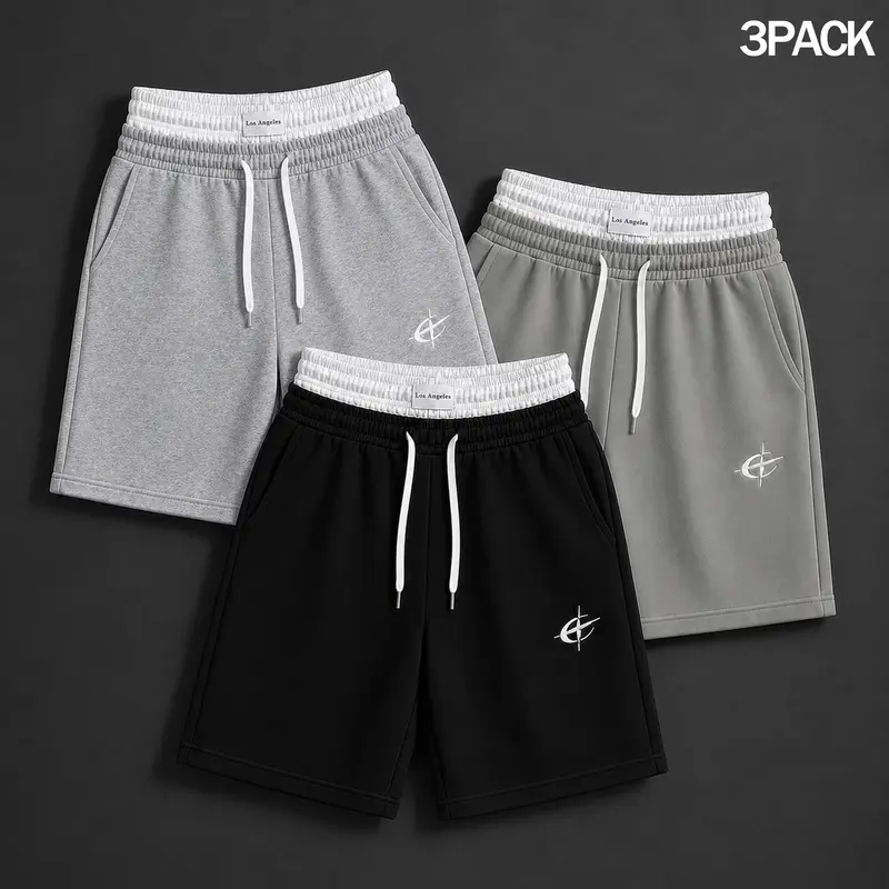 Men's 2-3 Pack Graphic Above-the-Knee Shorts - Double Waist Fit, Loose Pull-On Drawstring, Active Athletic Streetwear for Gym Training, Hiking, Party