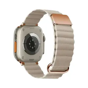 Magnetic Leather Loop Watch Band for Men and Women - Metal and Steel Accessories