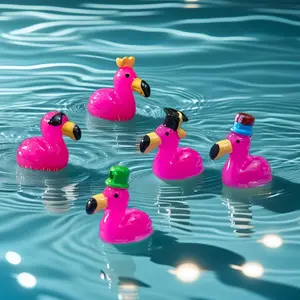 Mini artificial flamingo miniature ornaments, simulated resin flamingo statues, bright peach-pink flamingo micro-landscape designs suitable for festival decorations, home decorations, room decorations, gardening landscaping and desktop ornaments