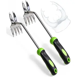 Hand Weeder Tool, Stainless Root Removal Tool with Ergonomic Non-Slip Handle, Manual Remover for Lawn Yard, Tool for Deep Roots, 2 Pack