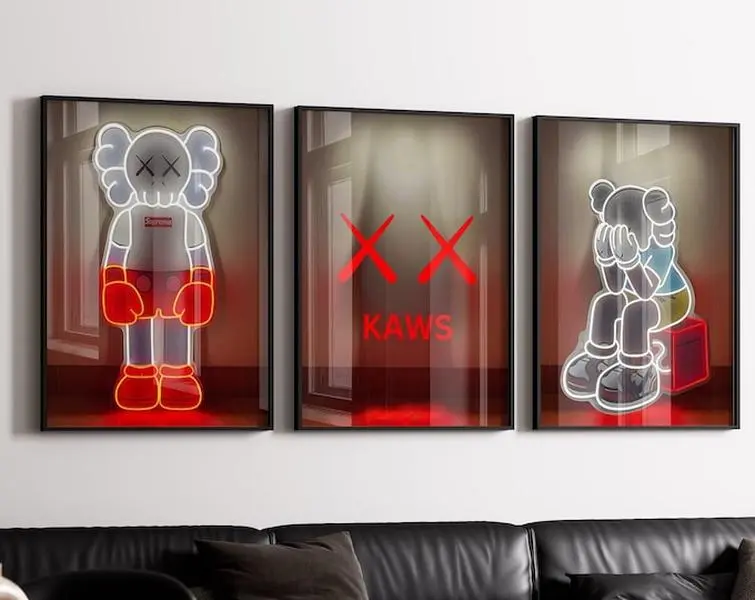 Hypebeast Neon Poster,set of 3,Printable Neon KAWS,Graffiti Poster,Hypebeast Toys,Hypebeast Sneaker, Sneaker Prints