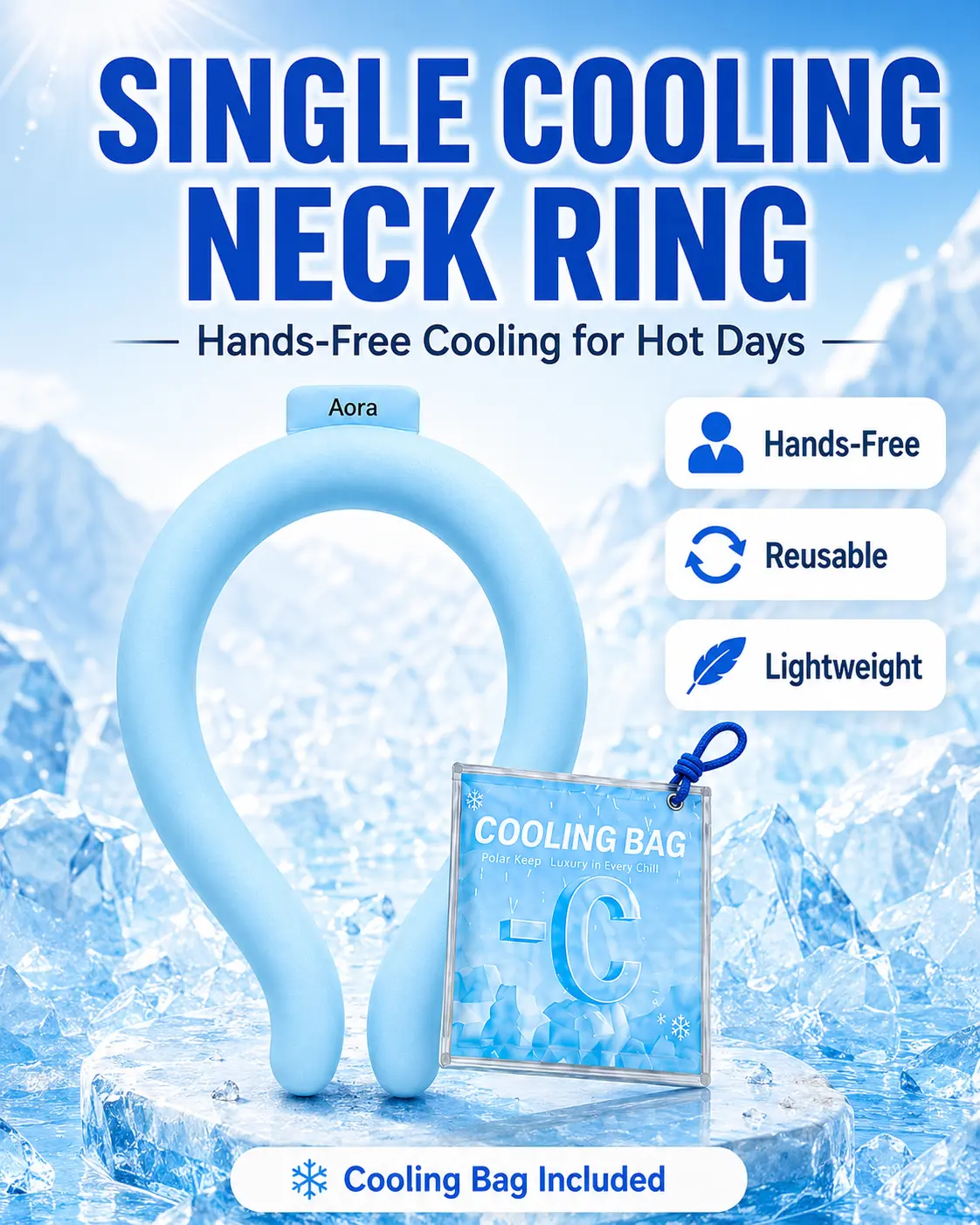 Neck Cooling Tube with Insulated Bag, Reusable Ice Ring Cooler Wearable Body Cooling Products, Neck Coolers for Hot Weather Ice Ring Cooler for Outdoor-Indoor Work #Summervibes