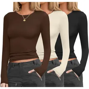 3 Pack Long Sleeve Shirts Fitted Tops Base Layering Tight Thermal Undershirts XS-XXL
