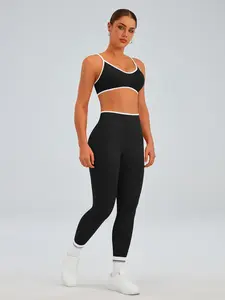 2 Piece Women  Workout Sets Seamless Color Block Sports Bra Scrunch Butt Lifting High Waist Leggings Gym Set, Casual Stylish Versatile Stretchable Activewear Fitness for All Seasons