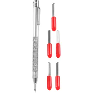 Tungsten Carbide Tip Scriber Clip Etching Engraving Pen Magnet Scribe Tools with Extra 5 Replacement Marking Tip for Metal Glass Wood Marble