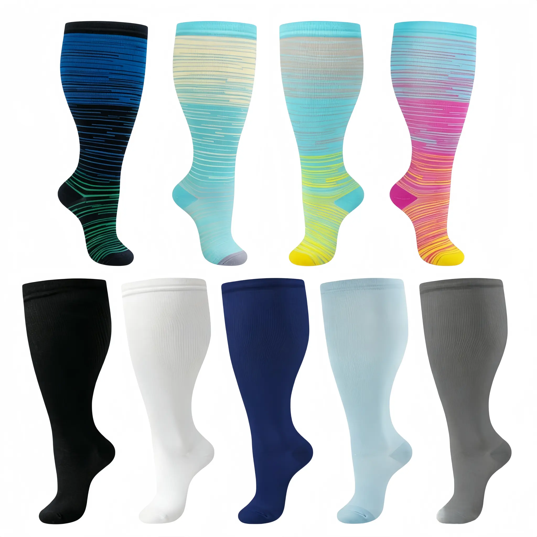 3Pairs Plus Size Sports Socks Set,Breathable High-Elastic Workout Socks for Adults & Pregnant Women,Compression Support,Swelling & Soreness Relief,Ideal for Outdoor Activities & Daily Wear, Compression Socks Women