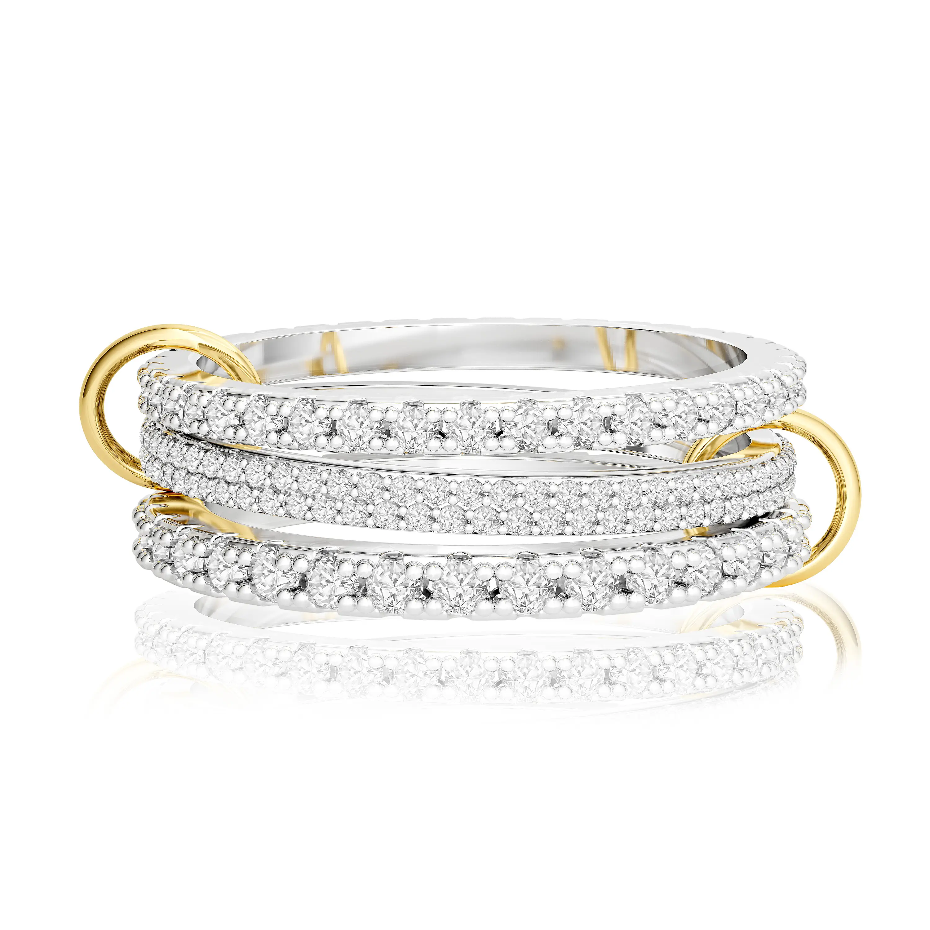 Tewiky 925 Silver Stackable Zircon Rings for Women Non Tarnish – Statement Mixed Metals Multi Ring Stack Rings Set Cubic Zirconia Two-Toned Connected