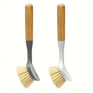 2pcs bamboo handle dishwashing brushes, kitchen dishwasher, sand brush.