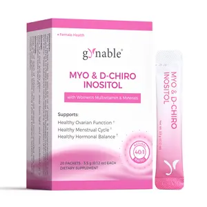 Gynable Myo & D-Chiro Inositol Supplement 40:1 Natural Dietary Women's Supplements for Fertility,PCOS Relief,Ovarian Health,Cycle,PMS,Hormonal Acne,Vitamin E B1 B2 B12 Folate Zinc Selenium Multivitamin Peach Drink Mix,Edible Healthcare Fitness#SummerVibes