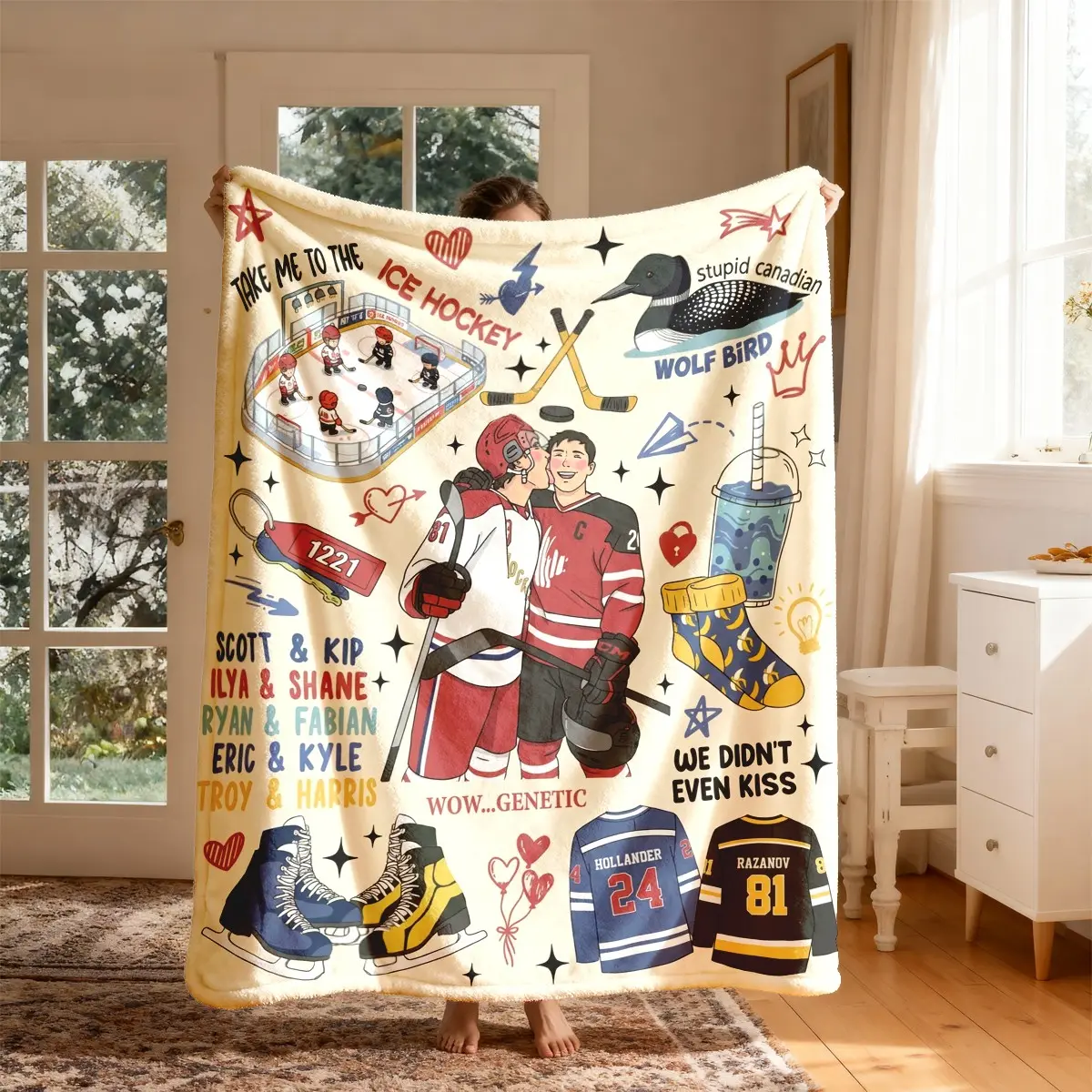 Heated Rivalry Cartoon Theme Fleece Blanket, Large Size Soft and Lightweight Cozy Blanket for All Seasons, Perfect Gift for Couples and Family, Blanket Gifts, Soft Blanket Throw, Throw Blankets