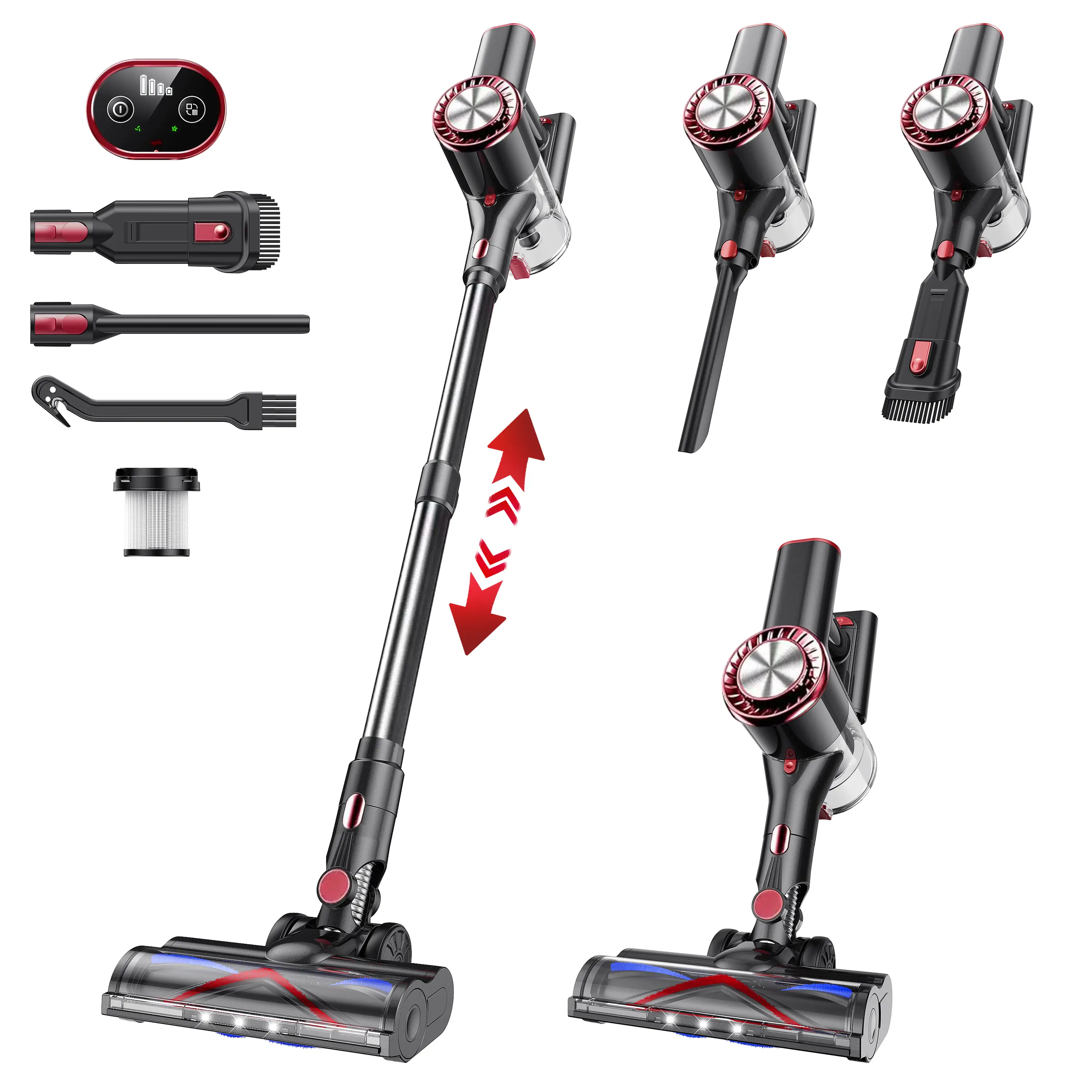 LIBINO Cordless Vacuum Cleaner, 32kPa/45Kpa Suction, 400W Powerful Brushless Motor, 8-in-1 Lightweight, 47mins Runtime Battery,For Pet Hair & Carpet