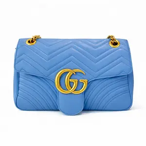 Pre-owned GUCCI Canvas&Leather Shoulder Bags BJ1102004053 Marmont 30 Blue Calfskin
