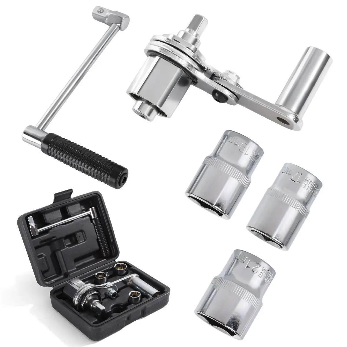 1/2" Square Drive Torque Multiplier Wrench - Alloy Steel High Torque Nut Loosener, Heavy-Duty Lug Removal Tool with 17/19/21mm 3 Sockets, Labor-Saving Automotive Repair Tire Change Tool for Car Enthusiasts