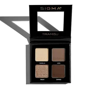 Sigma Beauty Tiramisu Eyeshadow Quad - 4 Pigmented Shades for Versatile Eye Looks - Matte & Metallic Finishes - Vanilla Java Treat Dipped - Smooth Blendable Formula - Cosmetic Makeup Palette Lid Cream