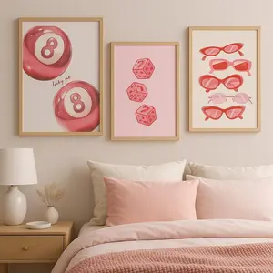 Pink Wall Art Print Set of 3 Poster, Trendy Posters, Digital Wall Art, Girly Dorm Room Decor, Printable Wall Art, College Apartment Aesthetic
