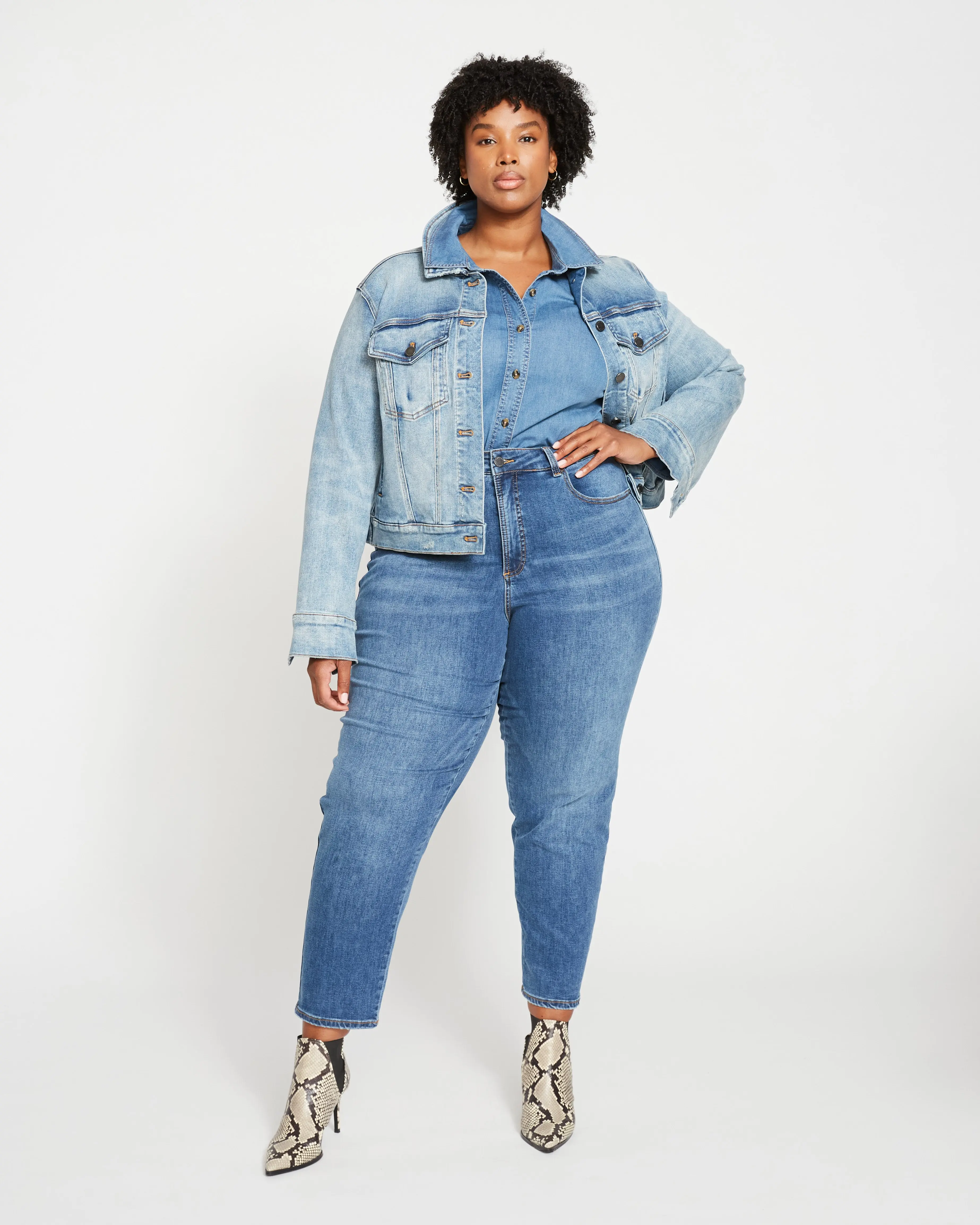 Women's Dylan High Rise Jeans with a Fitted Tapered Leg in Comfortable Stretch Denim, Washed Tide Finish, Bottoms, High Waist, Casual, Light Wash Jeans, Elastane