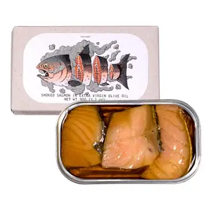 Smoked Salmon in Extra Virgin Olive Oil by Jose Gourmet, Wild Caught Portuguese Salmon, Tinned Fish in Olive Oil, High Protein Sustainable Seafood Snacks, Omega 3, Fair Trade, 90g Can
