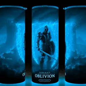 Glow in the Dark Elder Scrolls Oblivion Remastered Gaming Cup Mug Tumbler 20oz Stainless Steel Tumbler with Slide Closure Lid, Reusable Plastic Straw, Handmade Design - Drinkware