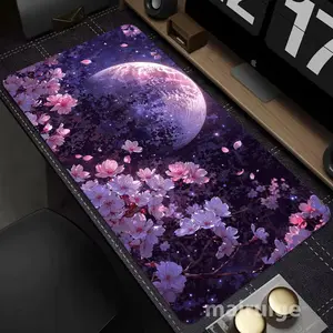 1-Pack XXL Oversized Gaming Mouse Pad, Moon and Cherry Blossom Design – 3–5mm Thick, Non-Slip Rubber, Washable Mouse Pad. Computer and Office Decor, Computer Accessories, Top Choice for Gamer Gifts. Ideal for Laptops, Study, and Work Desks.