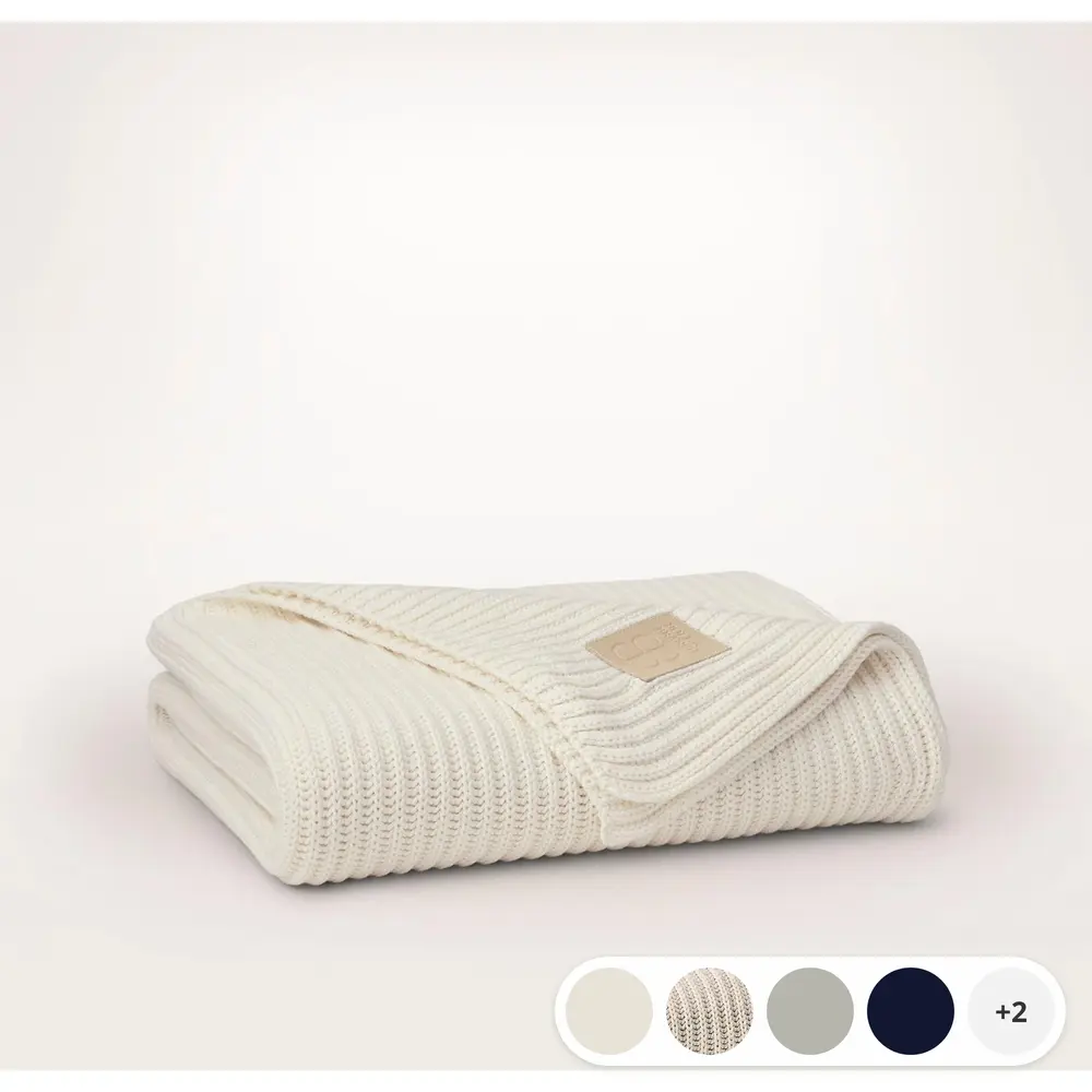 Boll & Branch Sunday Knit Organic Cotton Throw Blanket - Soft, Chunky Ribbed Home Goods Layer (50x70 in)