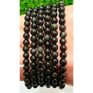 Wholesale 6 Pcs Natural Rainbow Obsidian 6mm 7.5” Crystal Healing Stretch Bracelet