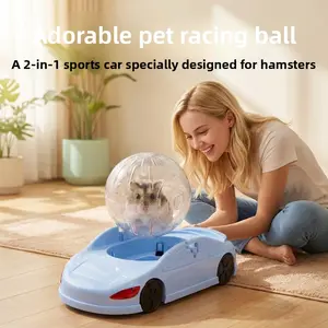 Hamster Car Wheel Adorable Pet Racing Ball Dual-Mode Adjustable Running Ball for Golden Hamsters Boredom-Relief Toy Car Roller Wheel Supplies Collection，hamster car wheel