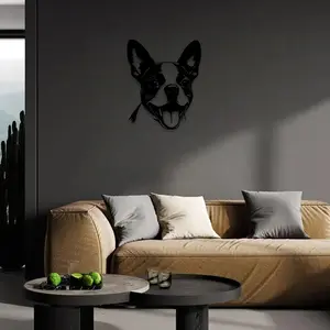 1pc Boston Terrier Metal Wall Art, Boston Terrier Statue Mural, Perfect for Pet Corner, Living Room, Office Decor, Dog Lovers Day Decor, Ideal Gift for Animal Admirers