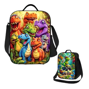 Cute Dinosaur Cartoon Lunch Box Bag Insulated Thermal Bag Suitable for Home Restaurant Office Outdoor Picnic Unisex Portable Reusable