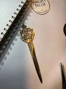 Antique Gold Brass Letter Opener – Handmade Desk Accessory