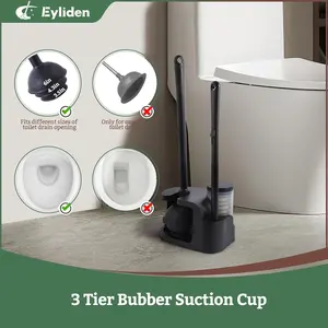 Eyliden Toilet Brush and Plunger Set, Disposable Wand Kit with 10 Refills | Pre-Soaked Concentrated Cleaner Sponge, Touch-Free, 2-in-1 Compact Holder, Powerful Suction Cup, Bathroom Cleaning System