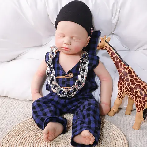 FunCuddle NO.17 19.29-inch Full Silicone Reborn Newborn Cuddly Doll - Realistic Skin, Unisex Role Play Toy, 4-6 Years Birthday Gift, Collectible Doll