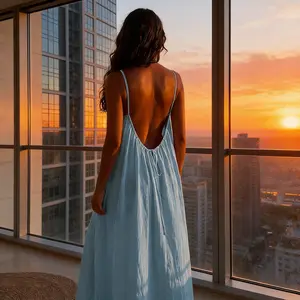 2026 Minimalist Backless Maxi Dress |   Spaghetti Strap Tie Back Dress |   Effortless Summer Outfit for Women # MaxiDress # BacklessDress # SpaghettiStrap # TieBack # SummerDress # BeachWear # Outfit of the Day # WomensFashion # BohoDress