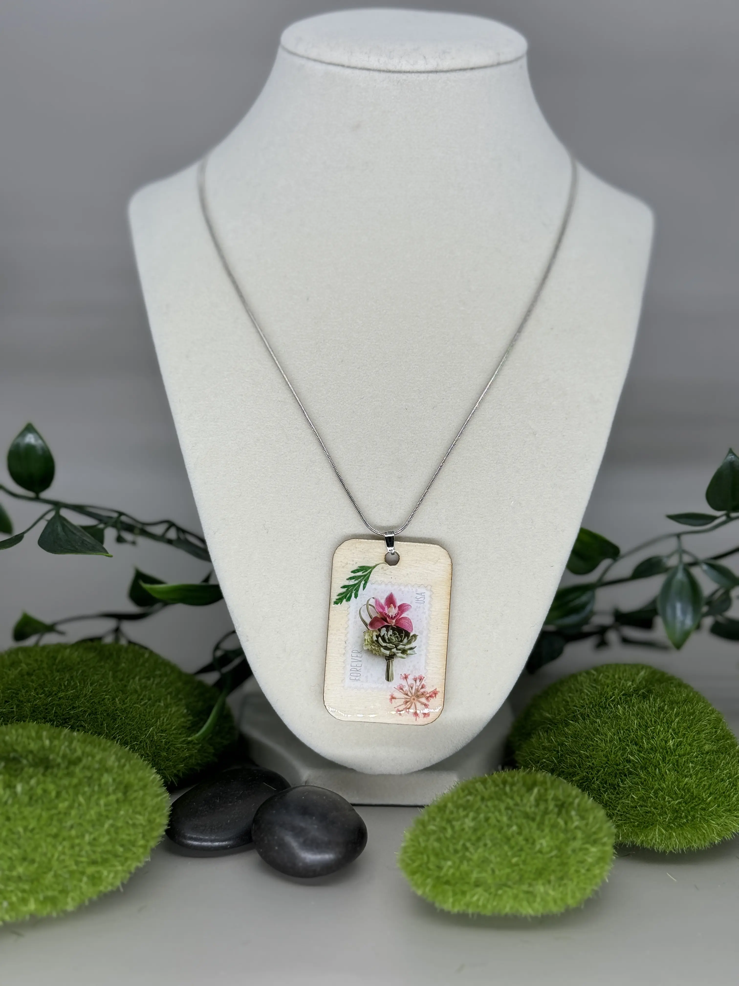 Handmade Forever Floral Stamp Necklace