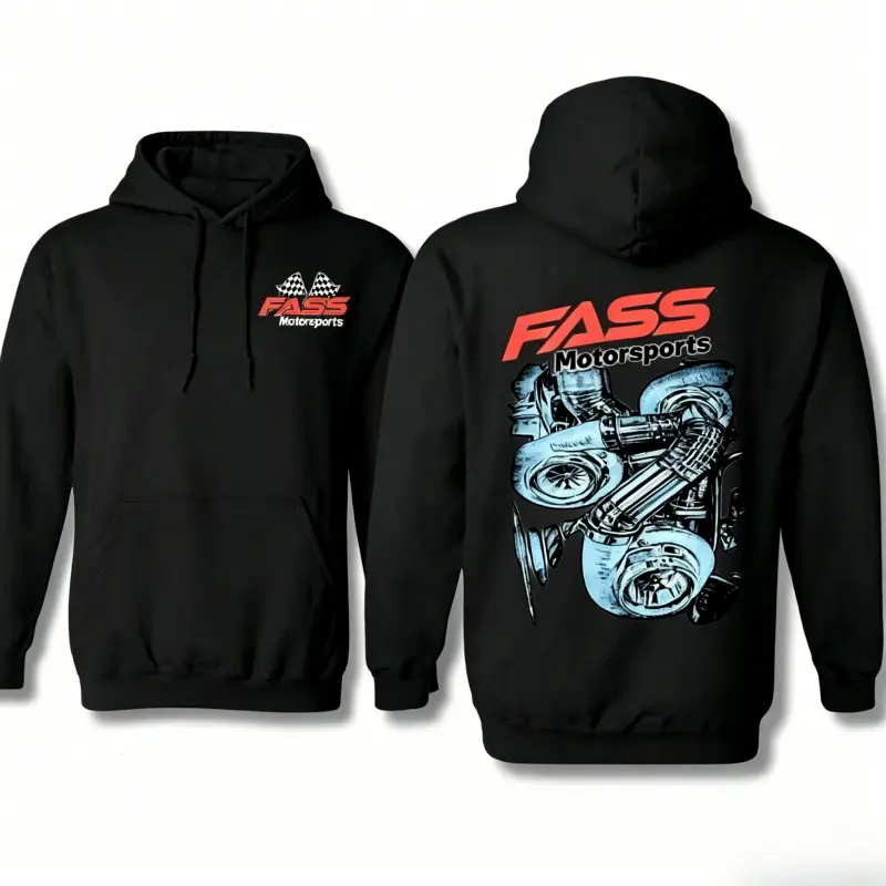 FASS Motorsports Tshirt Sweatshirt Hoodie – Turbocharger Blueprint Graphic for Diesel Truck Fans, Racing Enthusiasts, Unisex Menswear, Casual Wear summerwins