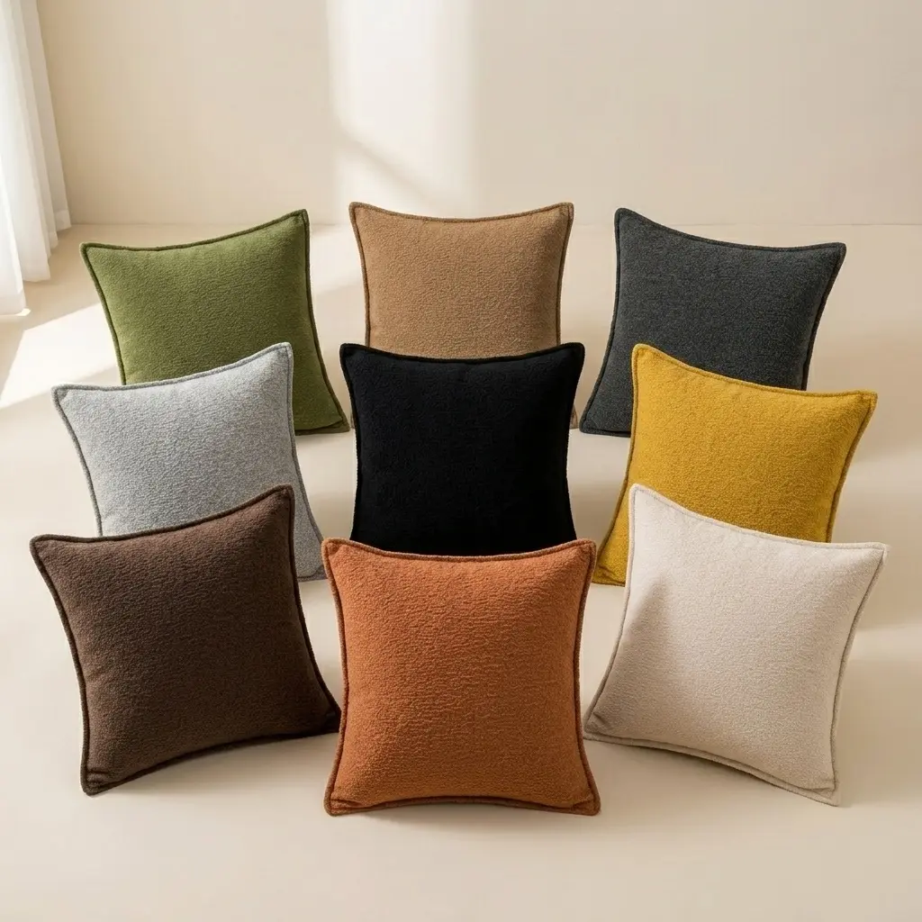 Modern Boho Square Soft-Textured Pillow Covers, 18x18 in Set of 2, Solid Color Decorative Throw Cushion Cases for Sofa, Bedroom, Inserts Not Included