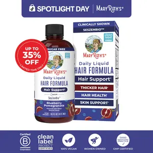 MaryRuth's Daily Liquid Hair Formula - Hair Support - Thicker Hair for Women - Healthy Hair Habits - With SesZenBio - Biotin - Vitamin C - 16 fl oz