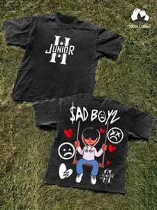Unisex, streetwear and casual urban style Mania De H Sad Boyz tour t-shirt. Made of 100% cotton, soft and comfortable, stylish and versatile. Urban fashion; a perfect gift for fans, suitable for daily wear.