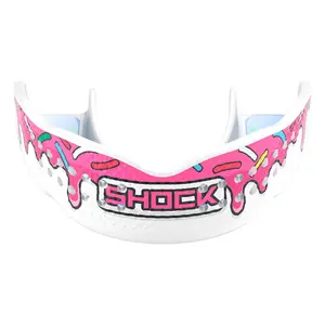 Shock Doctor Trash Talker White/Pink Sprinkle Drip Mouthguard for Sports - Chrome Finish, InVent Tech Airflow, Gel-Fit Liner, No-Boil Fit - Boxing Equipment