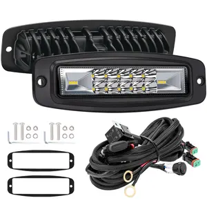 ANGU-OFFROAD 7" Flush Mount LED Light Pods, 2Pcs 120W 12000LM Off-Road LED Work Lights with DT Wiring Harness Kit, Car Accessories for Trucks, SUVs