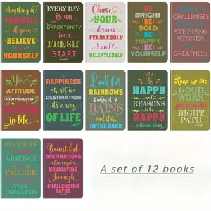 12 Pcs Mini Inspirational Notebooks Small Pocket Journal Notepads Set, Motivational Bulk Gifts for Women Men Teacher, Fun School Office Supplies