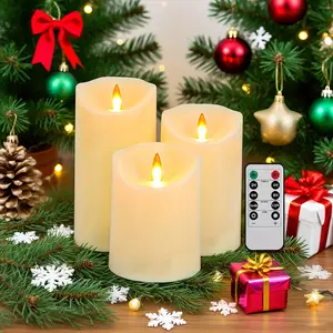 Home decoration flameless candles, 3 column candles with remote control, 3*4/5/6 inches, suitable for Halloween, Christmas, home decoration, birthday party