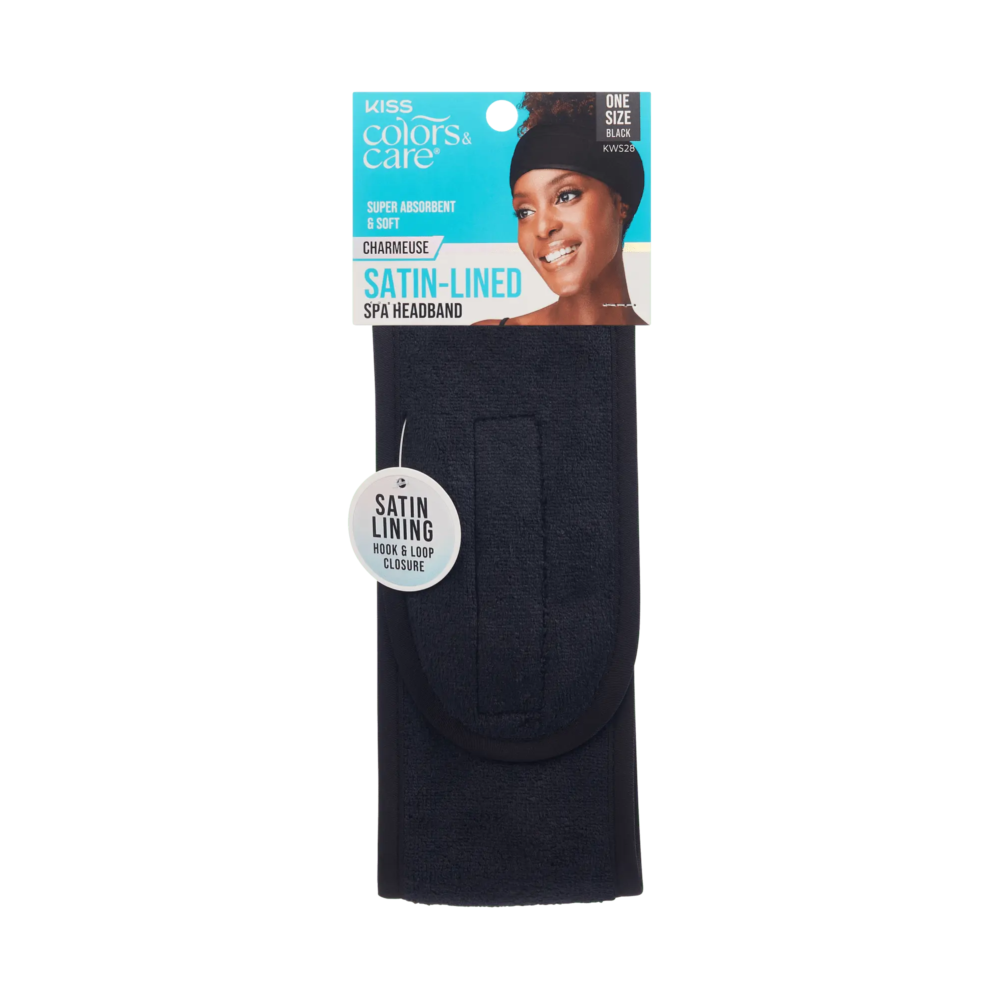 Kiss Colors & Care Satin-Lined Spa Headband - Black Kiss Colors & Care Satin-Lined Spa Headband - Black