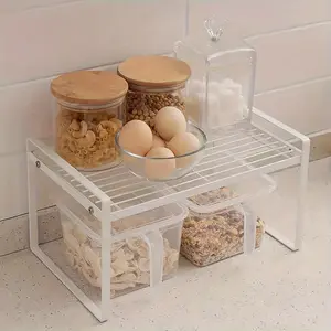 Kitchen Storage Rack Organizer, Multi-Functional Spice Shelf for Cabinets, Pot Holder Stand, Countertop Layered Display Rack
