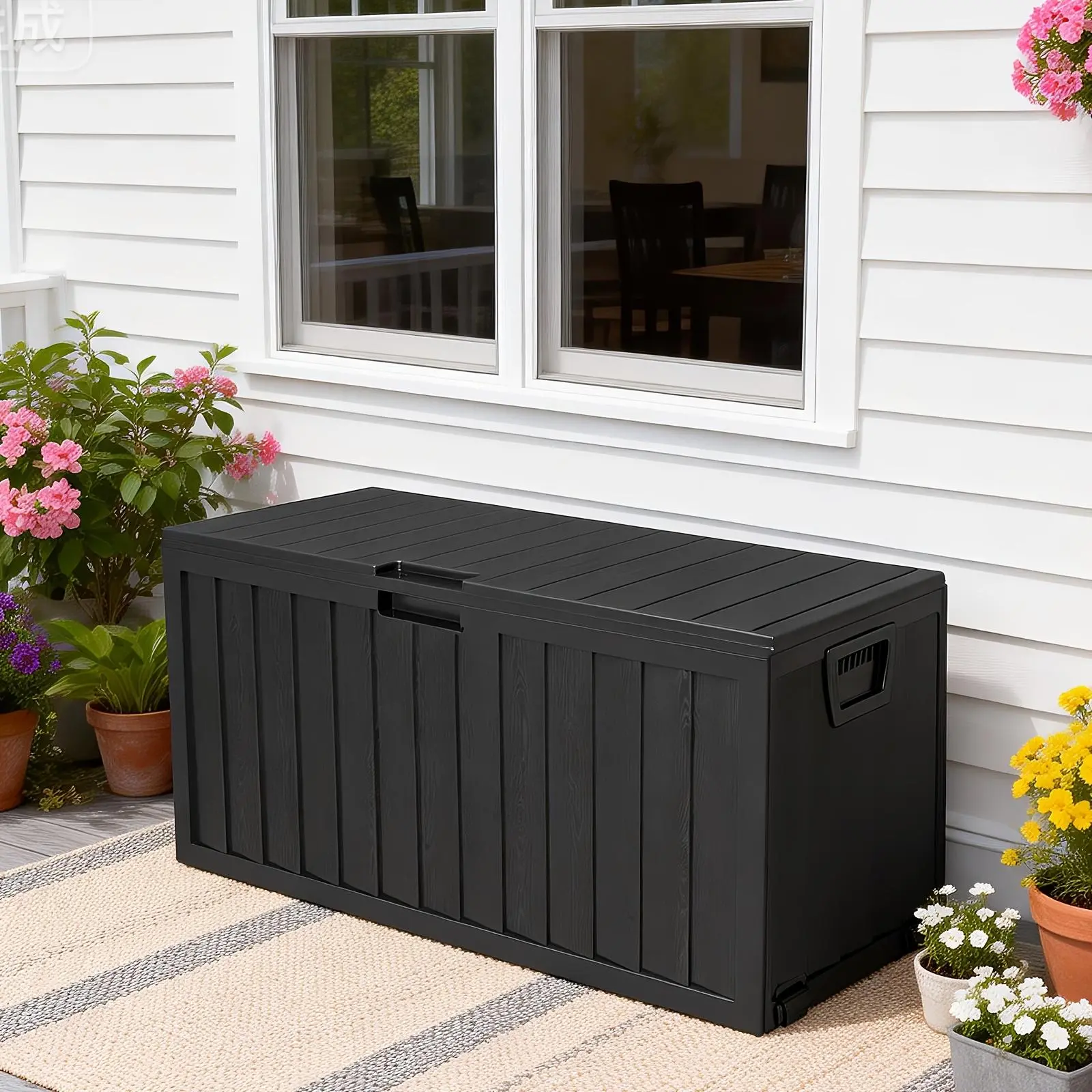Heavy-Duty Outdoor Resin Storage Box - 35 Gal/75 Gal Sizes, Lockable Lid, Outdoor Furniture Cushion & Pool Accessory Storage for Patio Decks