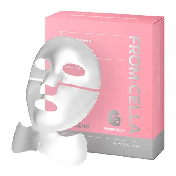 [From:Cella Official] FromCella Red Ginseng Collagen Tension Mask, 4 Sheets, Non Drip Depuffing | Non Drip Depuffing, Hydrolyzed Collagen, NAD, 6-Multi Peptide Complex