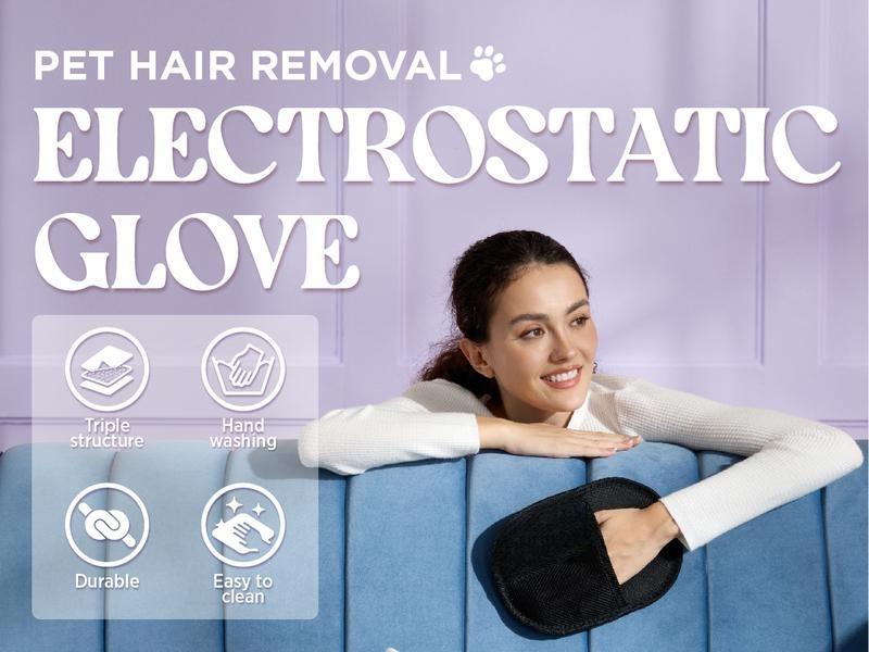 Pet Hair Removal Gloves – Electrostatic Reusable Cat & Dog Hair Remover for Couch, Furniture, Carpet, Car Seat, and Pet Grooming