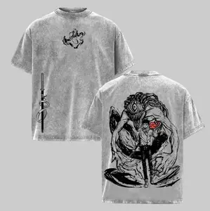 Yuta Okkotsu Washed Tee – Jujutsu Kaisen Culling Game Arc Rika Cursed Spirit Copy Technique Anime Manga Graphic Double Printed T-Shirt, Menswear Heavy Cotton Unisex Oversize Streetwear Vintage