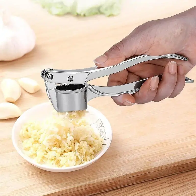 Stainless Steel Garlic Press, Heavy Duty Manual Garlic Crusher Tool, Easy Squeeze & Clean Kitchen Gadget for Garlic, Ginger, Herbs, Cooking Prep and Home Kitchen
