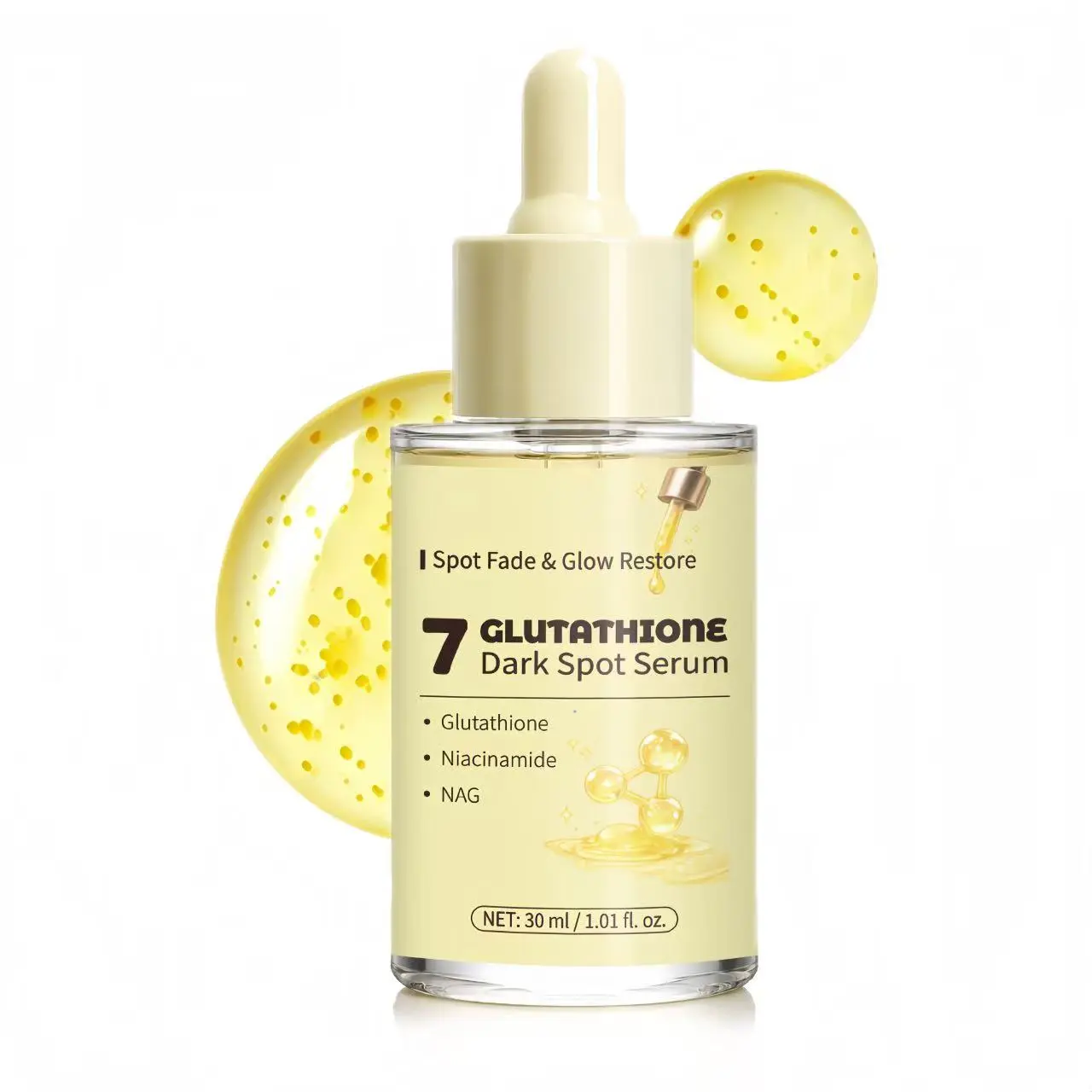 7 Glutathione Dark Spot Serum with Niacinamide & NAG, Spot Fade & Glow Restore Brightening Serum for Hyperpigmentation Melasma Uneven Skin Tone, 30ml Skin Brightening Facial Serum