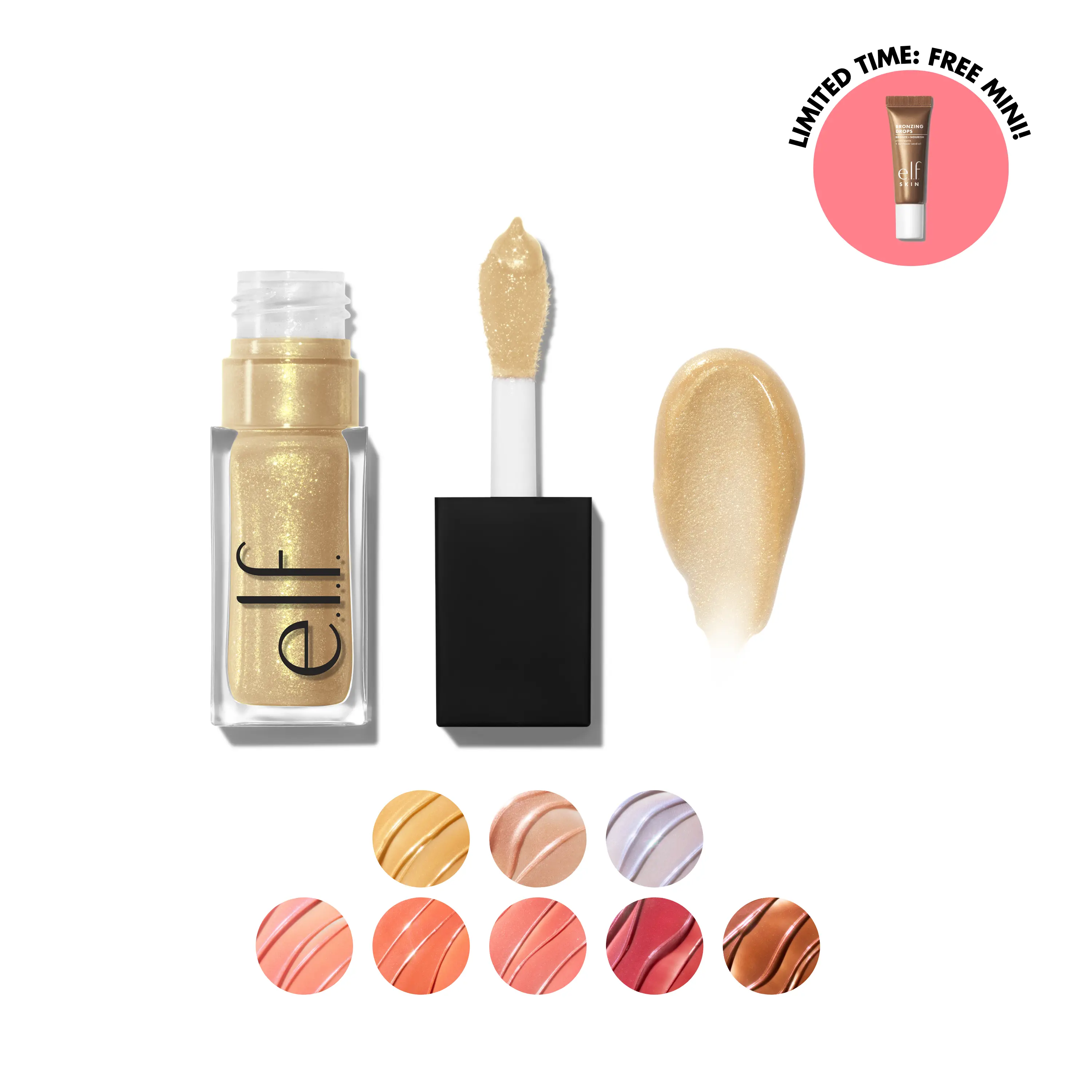 e.l.f. Glow Reviver Lip Oil Glimmer, Glitter Lips, Hydrating Lip Oil with Glitter Finish 7.6mL